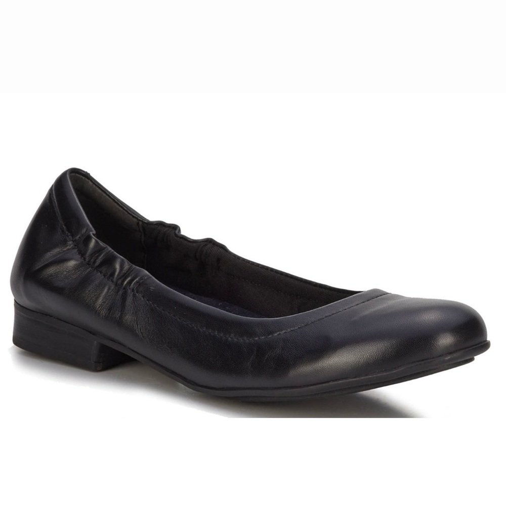 Ros Hommerson Tess Women's Ballet Flats Round Toe Slip On Black‎ Leather 8W